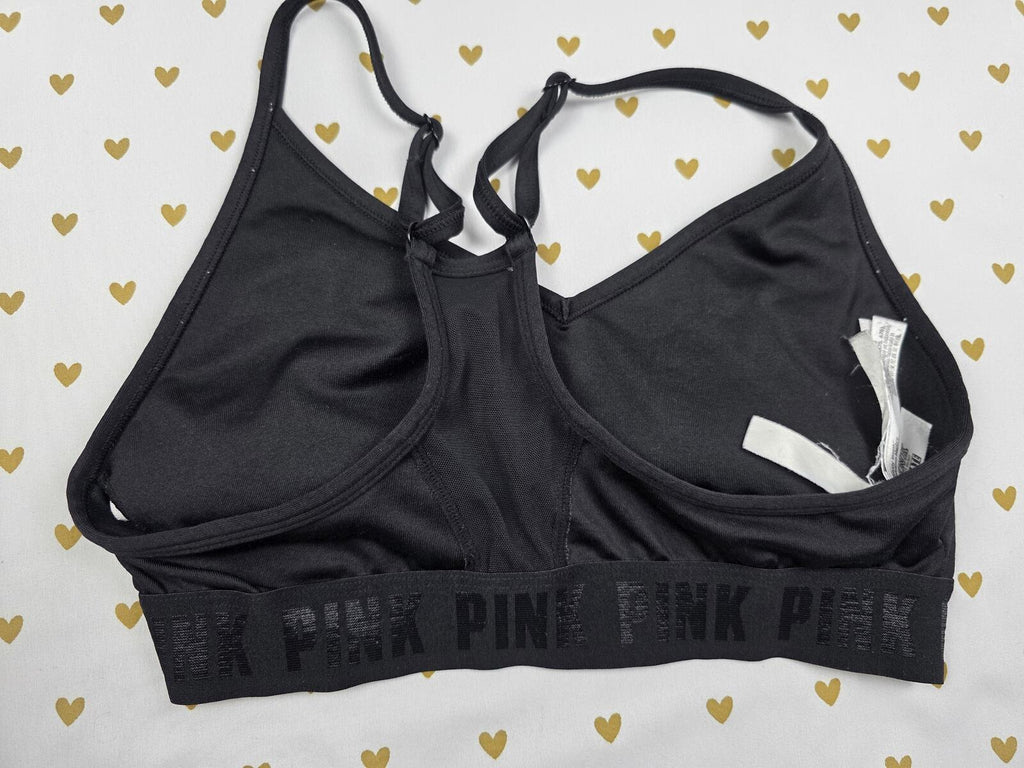 Victorias Secret Pink Black Active Sports Bra SMALL  Bralette Bra Top Tank