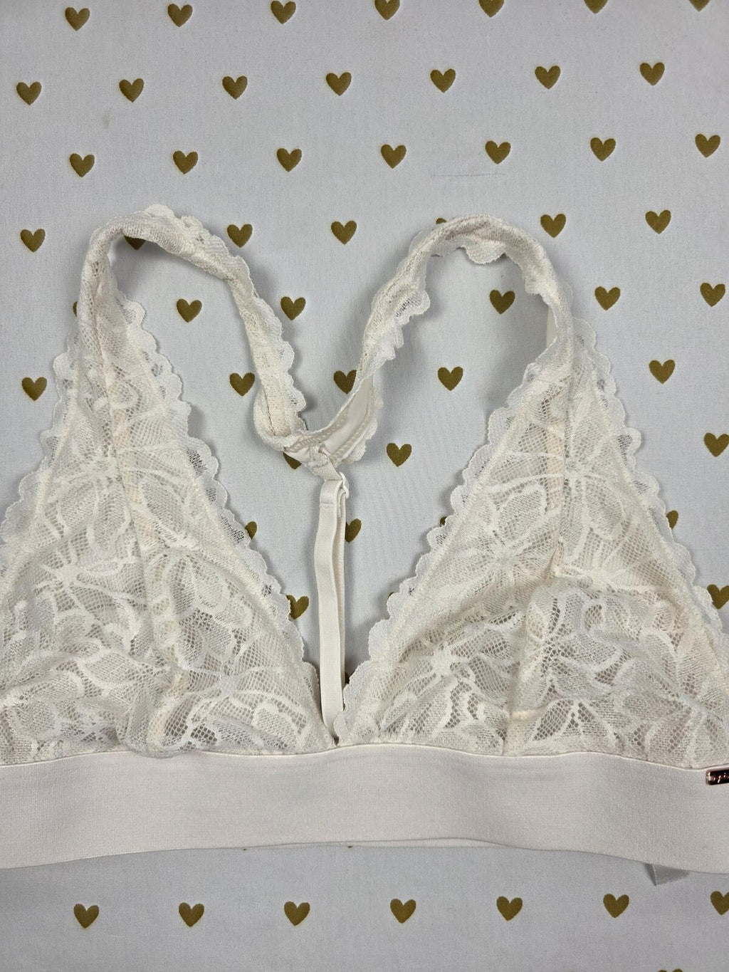 Victorias Secret Pink White Lace Small Bralette Bra Top Tank