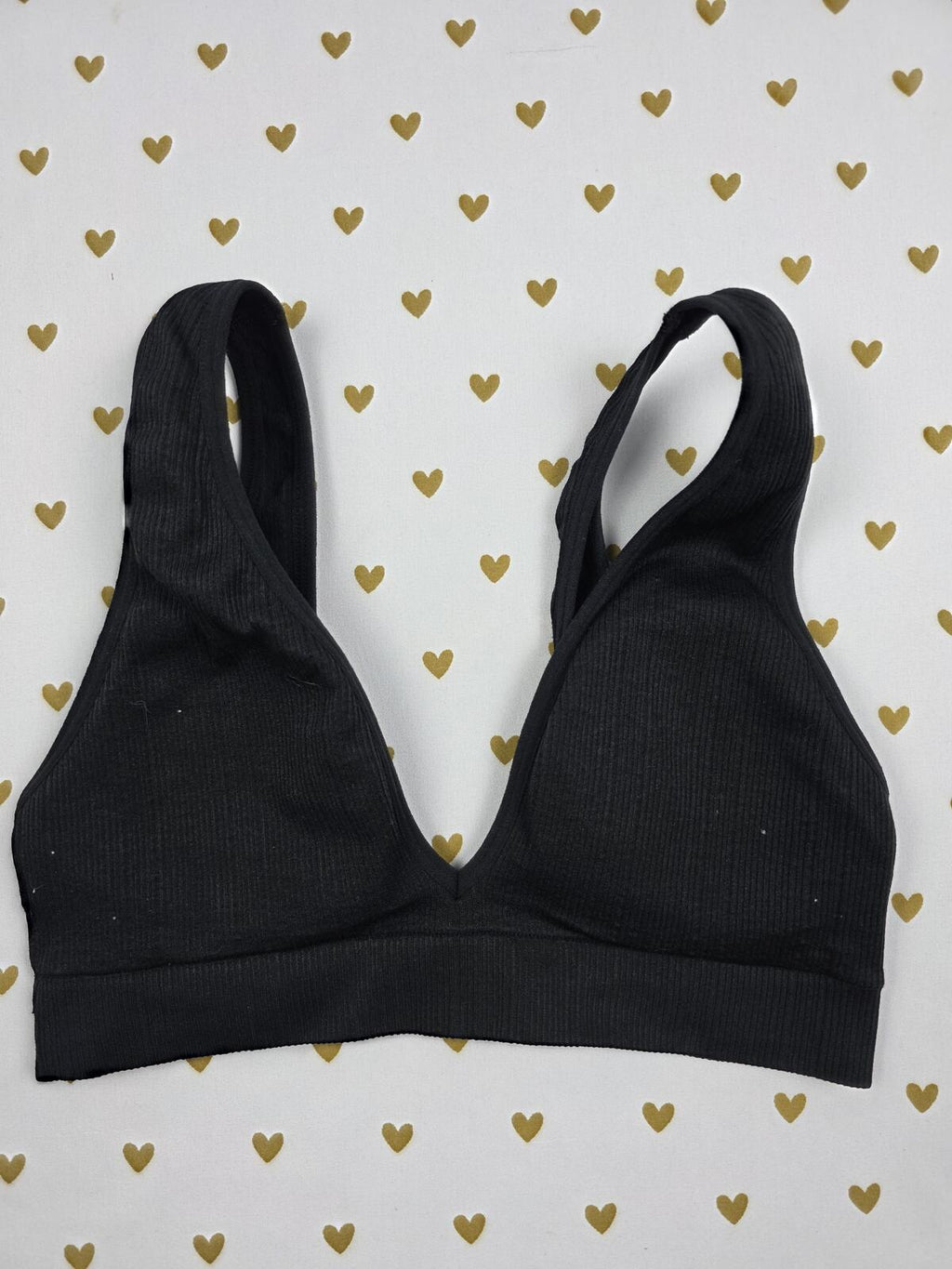 Victorias Secret Pink XS Black Ribbed Bralette Bra Top Tank