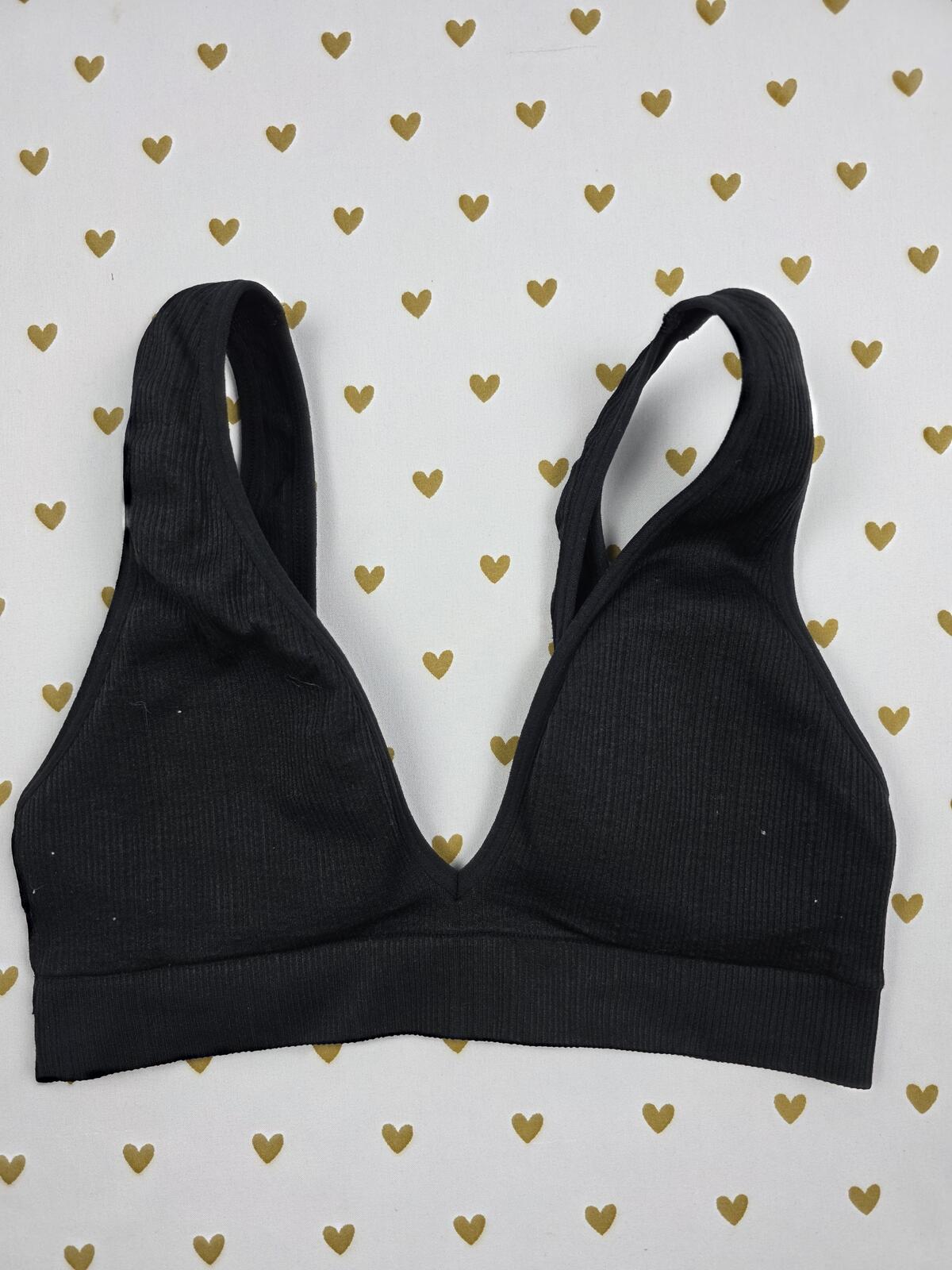 Victorias Secret Pink XS Black Ribbed Bralette Bra Top Tank
