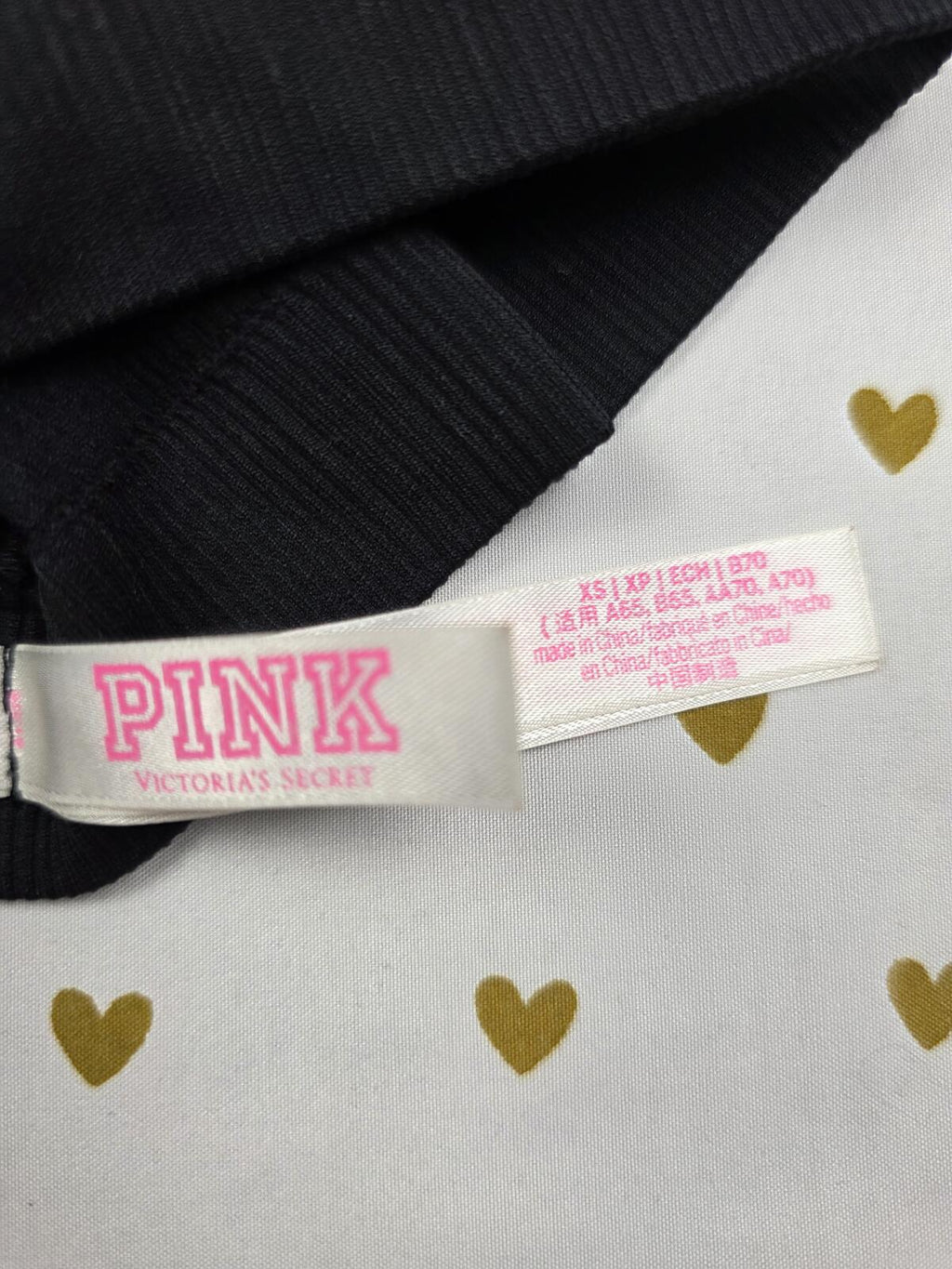Victorias Secret Pink XS Black Ribbed Bralette Bra Top Tank