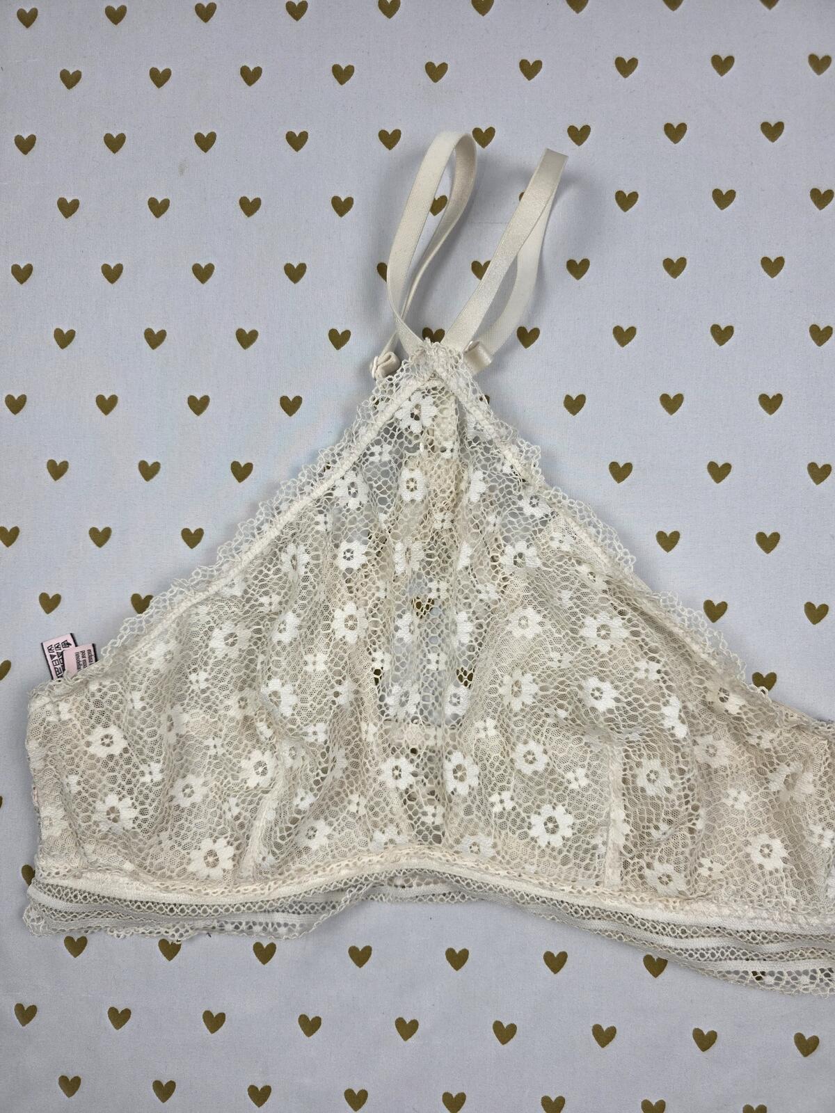 Victorias Secret White Lace Large Bralette Bra Top Tank