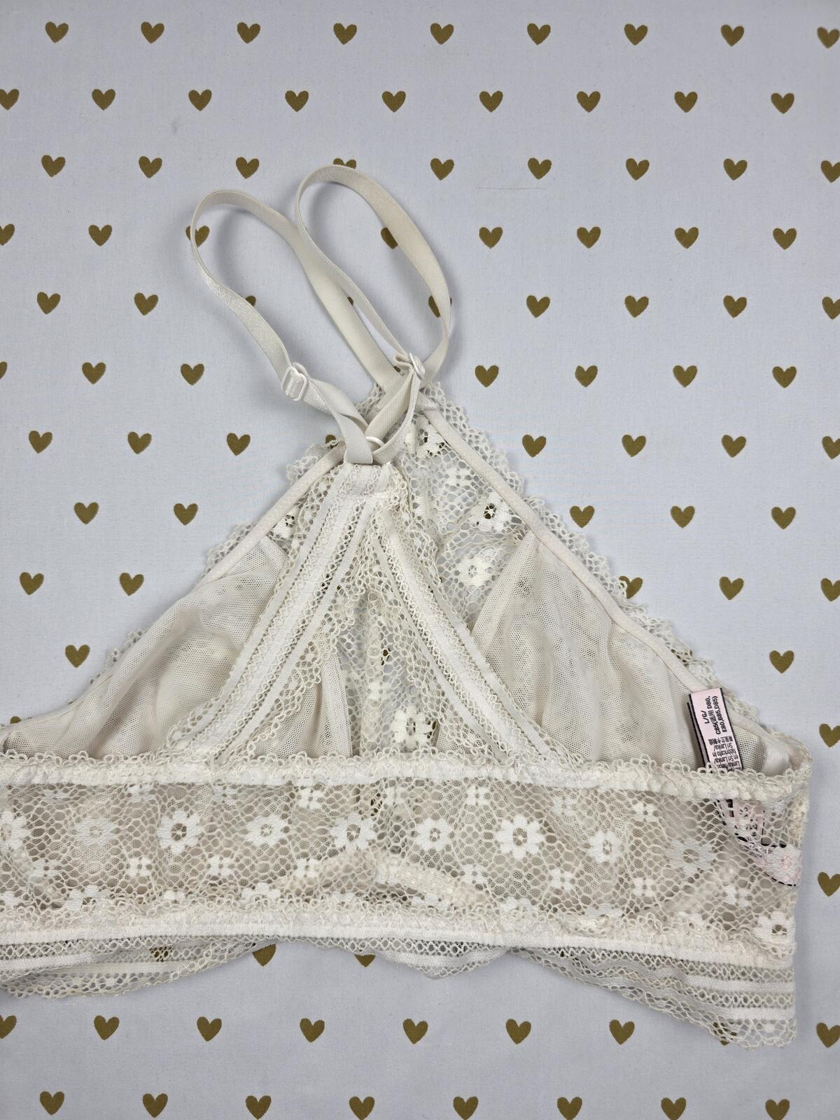 Victorias Secret White Lace Large Bralette Bra Top Tank