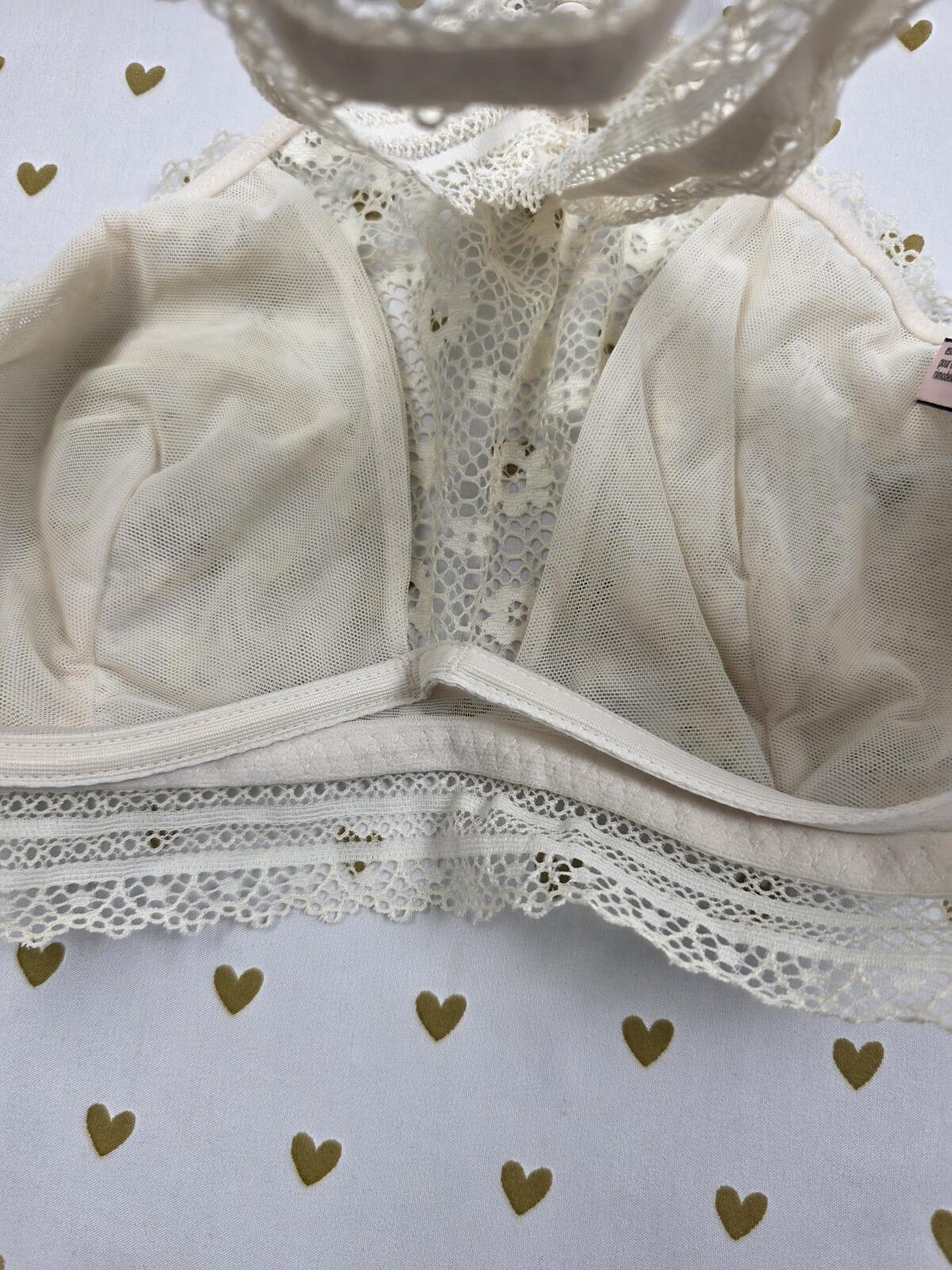 Victorias Secret White Lace Large Bralette Bra Top Tank