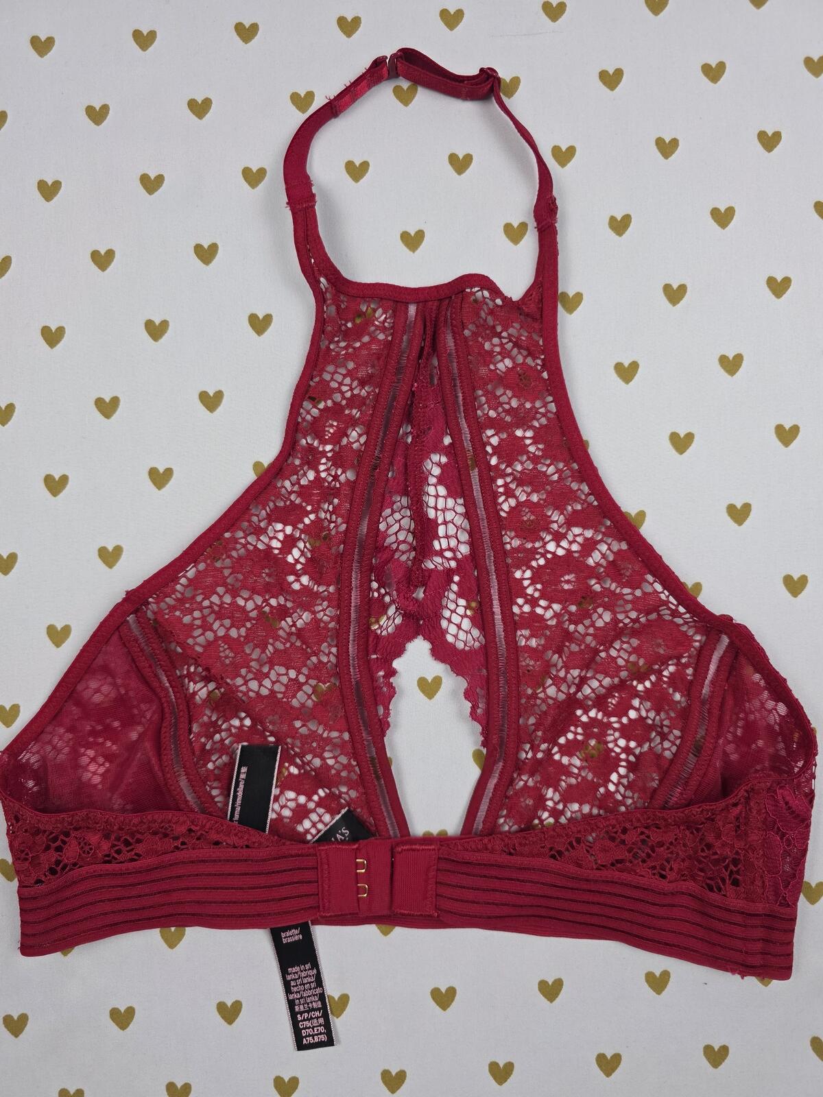 Victorias Secret Maroon High Line Lace Small Bralette Bra Top Tank