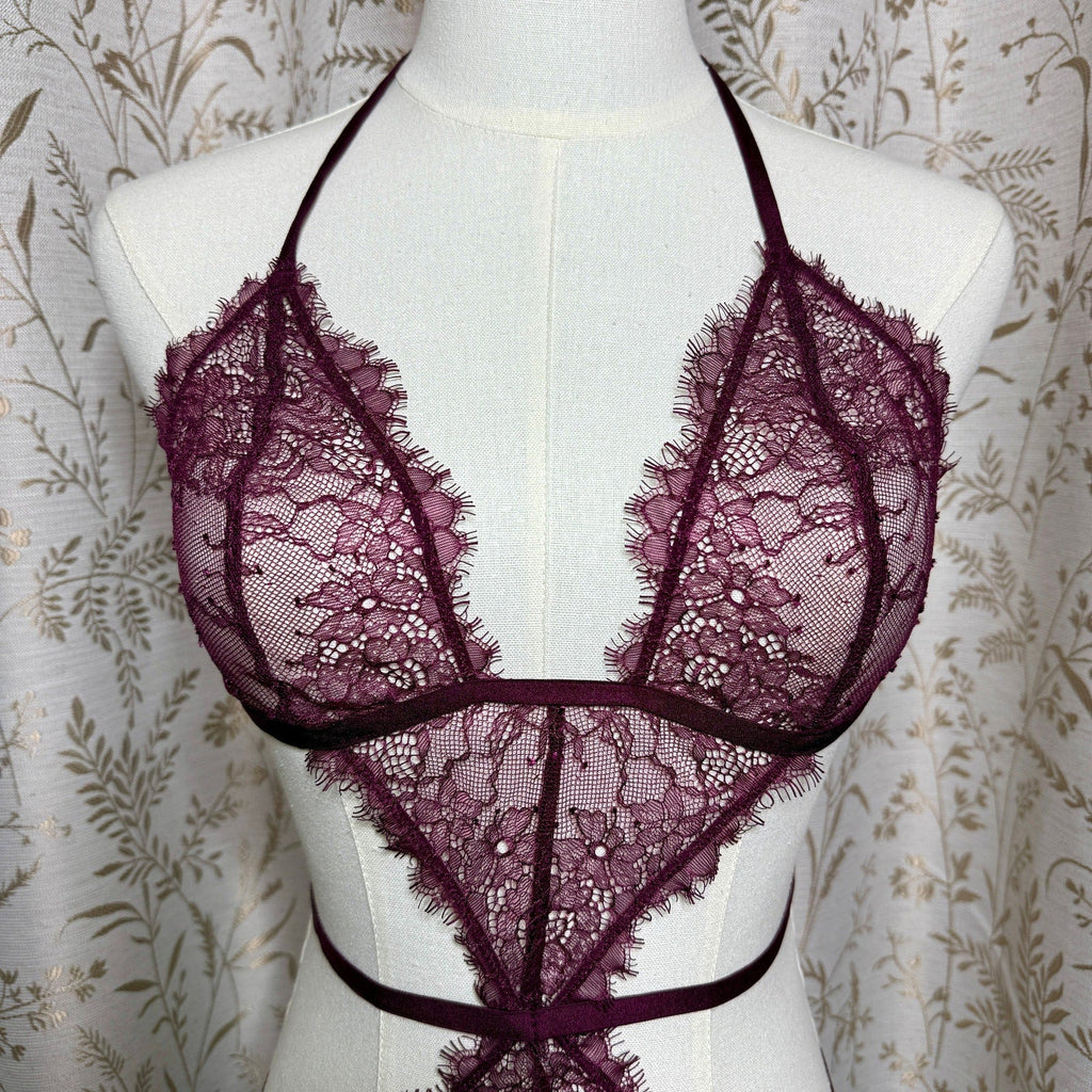 Victoria's Secret Very Sexy Strappy Eyelash Lace Teddy L Plum Sirencore Baddie