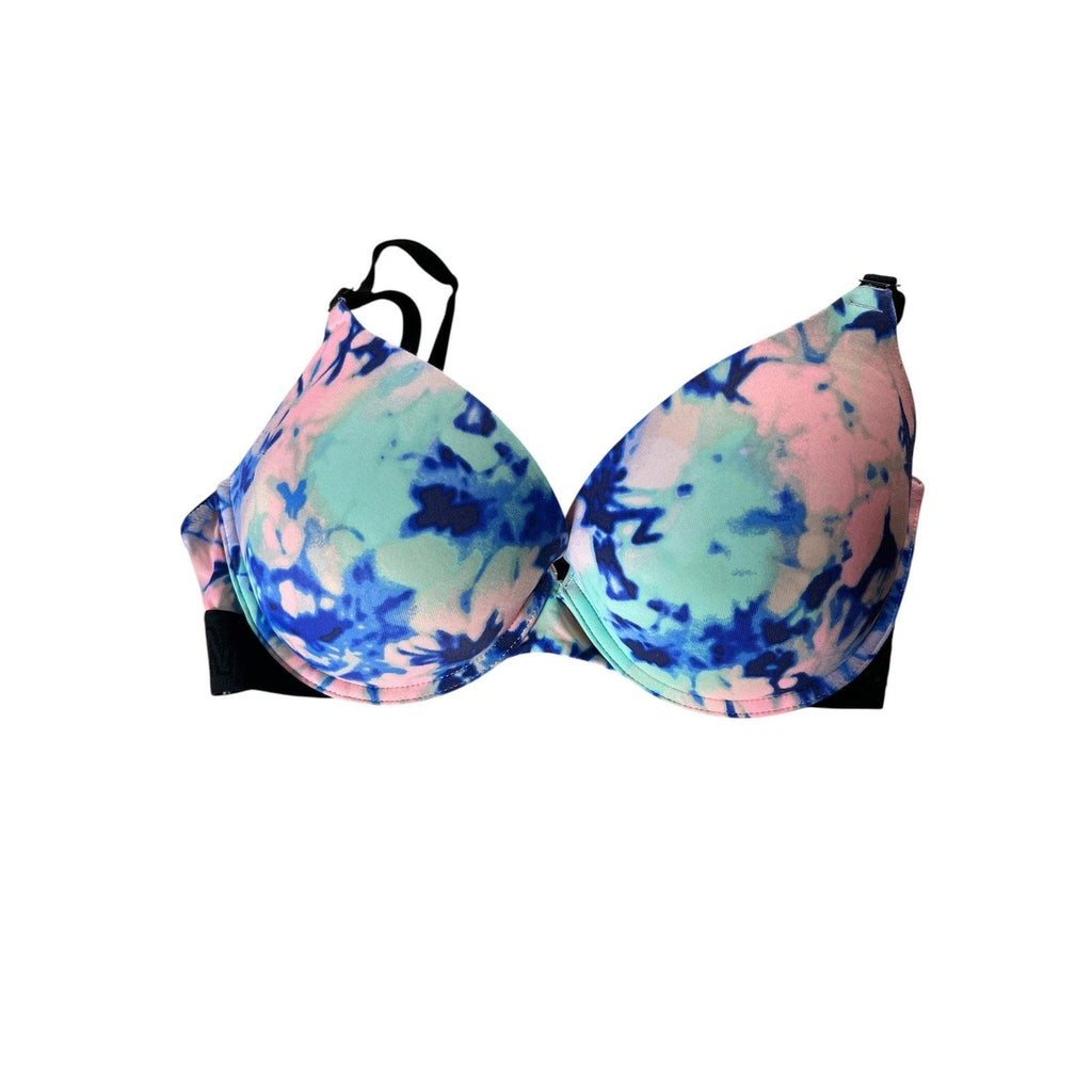 PINK Victoria's Secret Bra Womens 34D Tie Dye Push Up Underwire Padded Logo