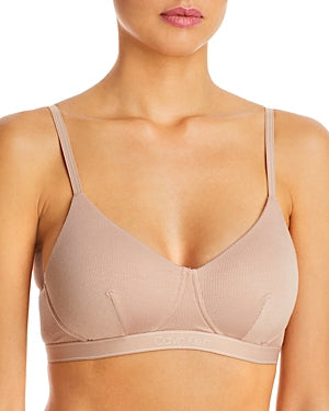 Calvin Klein Womens Lightly  padded Lined Rib cotton Bralette QF6439