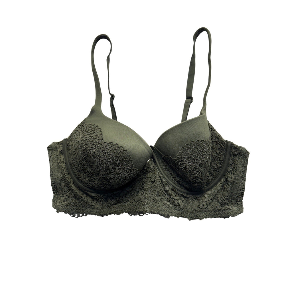 Victorias Secret Green Lace Underwire Bra 36C Adjustable Straps #9986