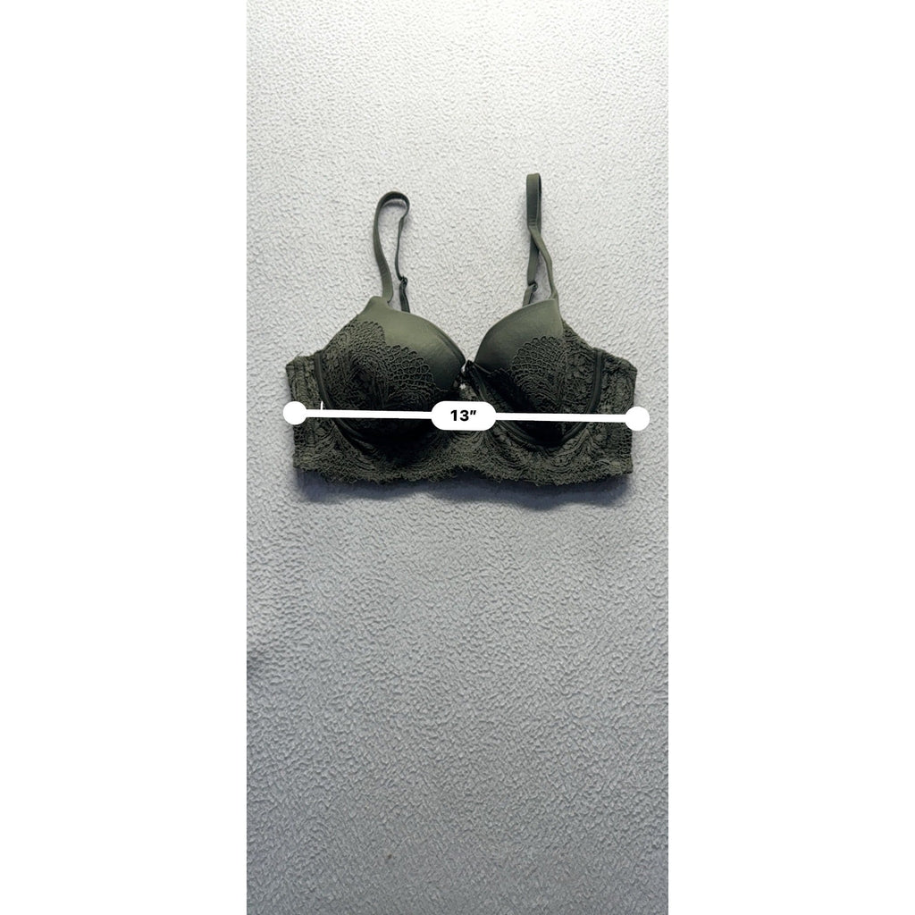 Victorias Secret Green Lace Underwire Bra 36C Adjustable Straps #9986