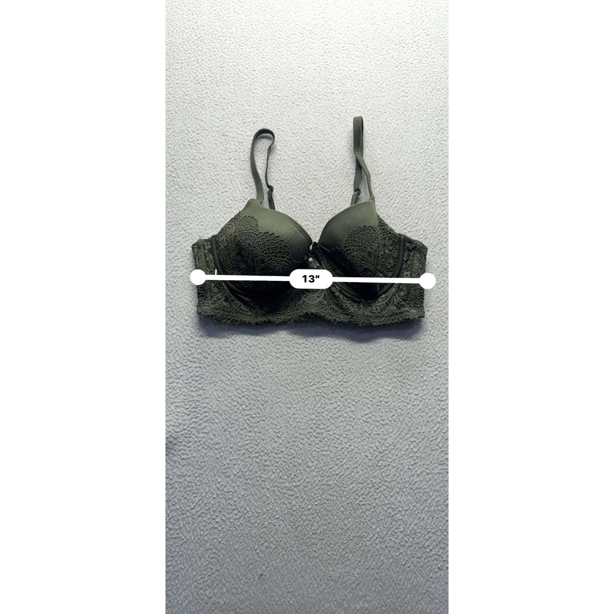 Victorias Secret Green Lace Underwire Bra 36C Adjustable Straps #9986
