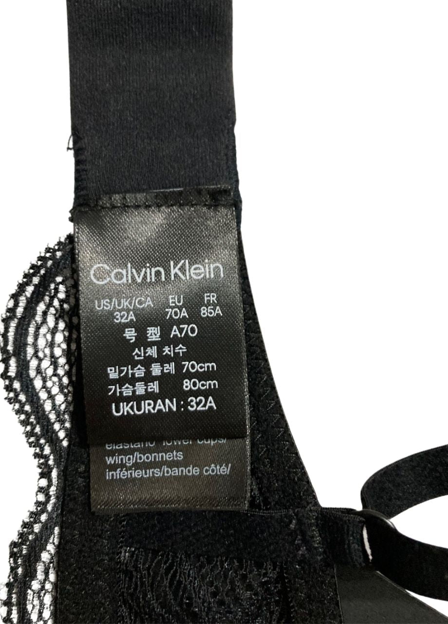 CALVIN KLEIN Graphic Lace Unlined Balconette Bra BLACK 32A