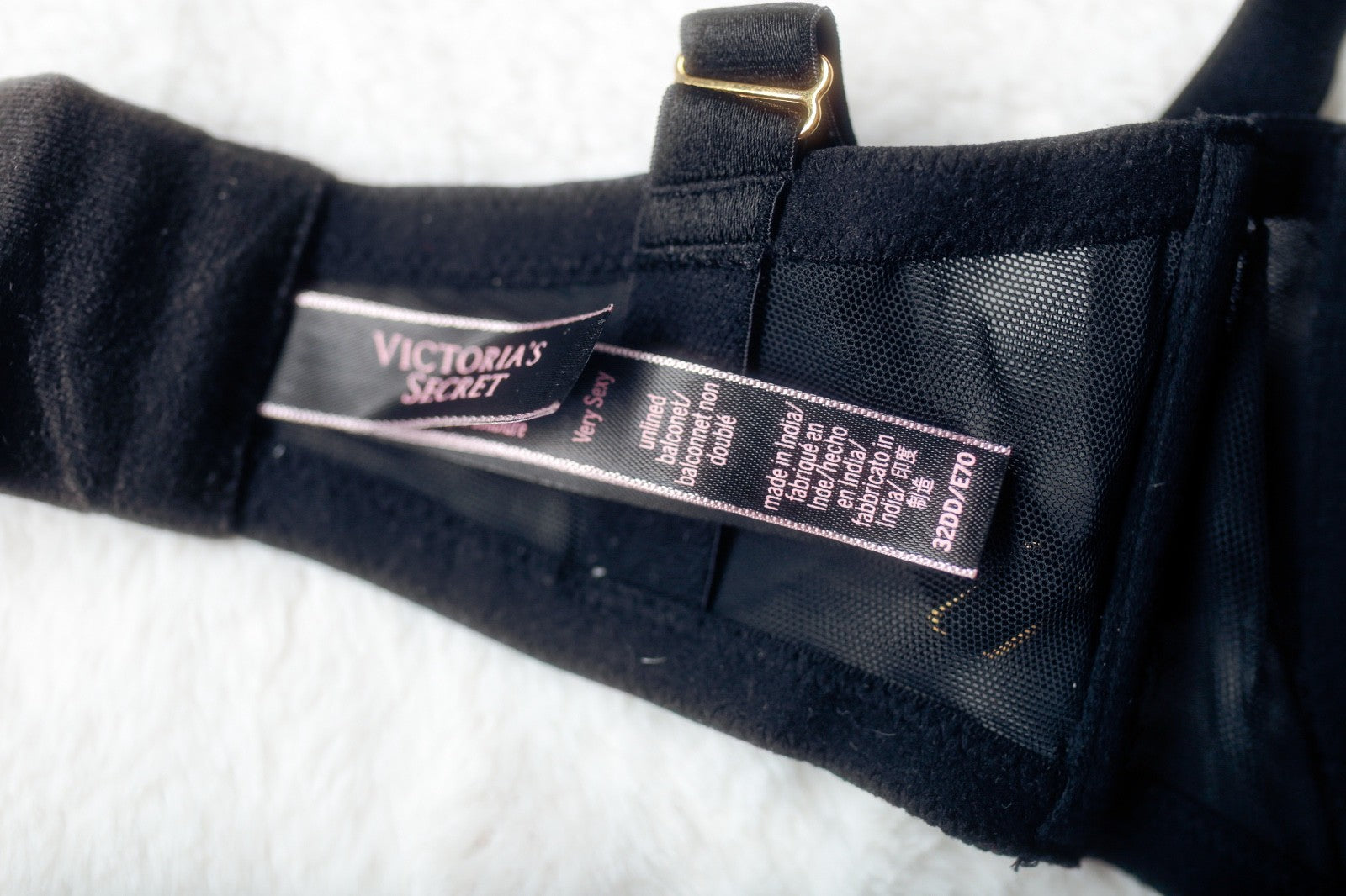 Victoria's Secret Very Sexy Unlined Sheer Lace Demi Bra Black 32DD