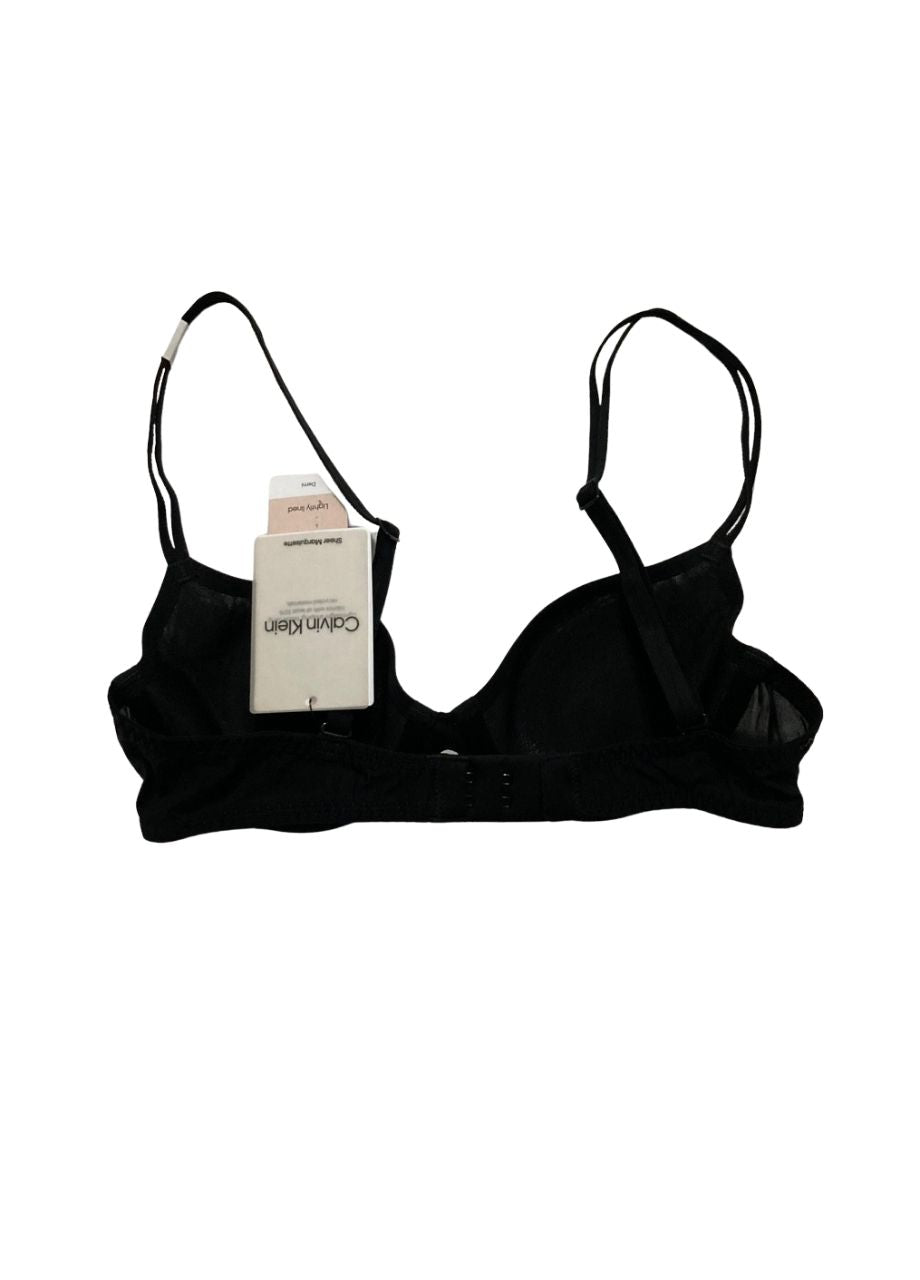 CALVIN KLEIN Sheer Marquisette Lightly Lined Demi Bra BLACK 32A
