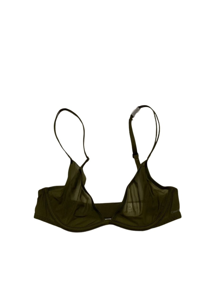 CALVIN KLEIN Sheer Marquisette Unlined Plunge Bra GREEN 32B