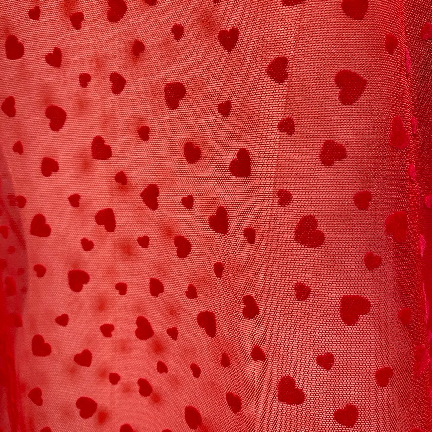 Victorias Secret Red Heart Sheer Mesh Slip Dress Large High Stretch Bodycon Sexy