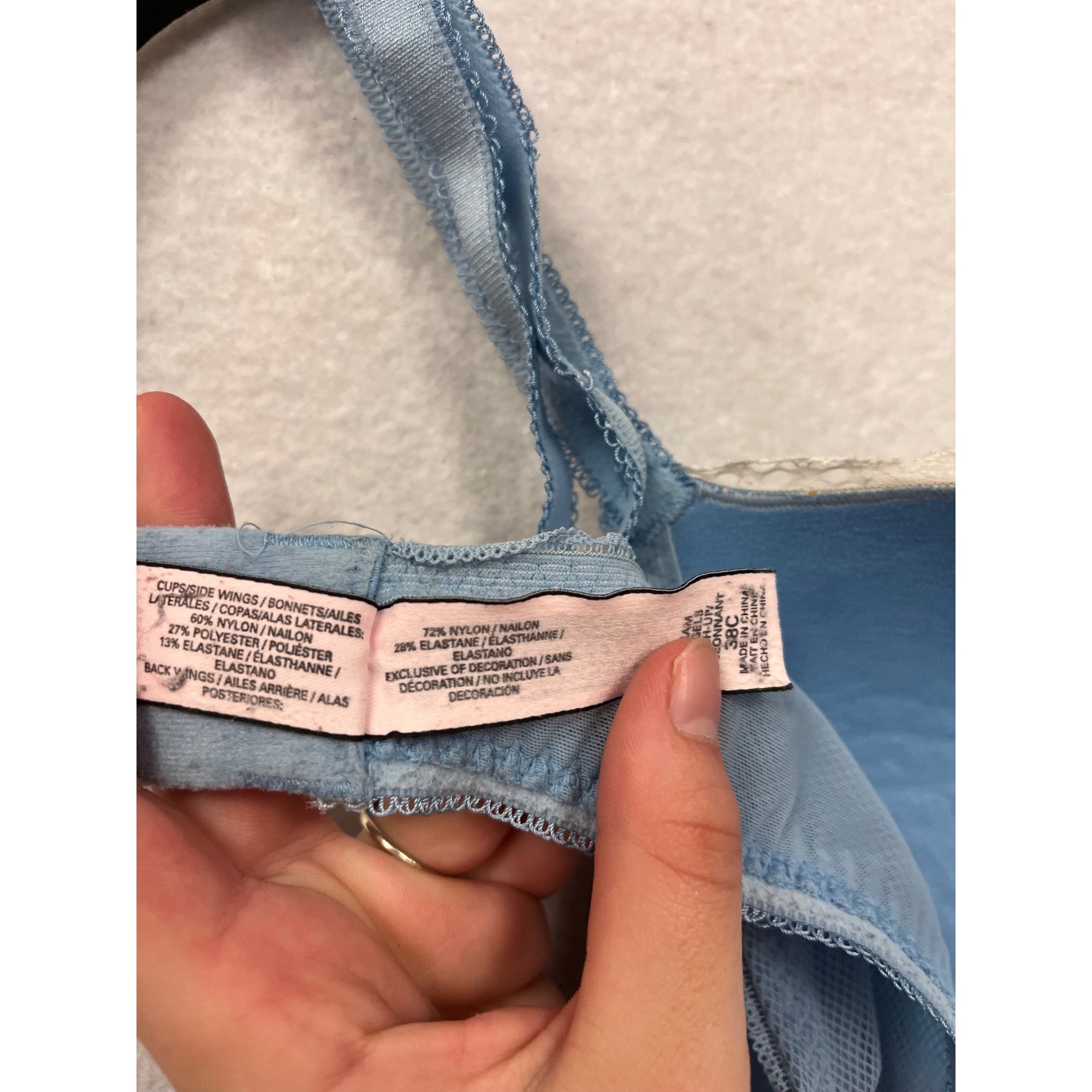 Victorias Secret Light Blue Lace Underwire Bra Women’s 34C #8091
