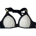 Victoria's Secret Halter Bikini Top White & Black Trim Gold Size Small S