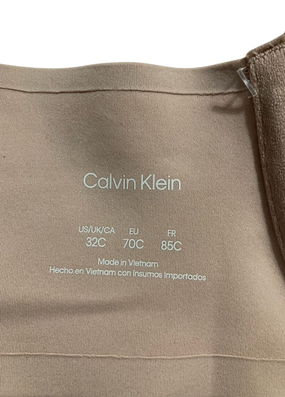 CALVIN KLEIN Perfectly Fit Push Up Plunge Memory Touch Bra HONEY ALMOND 32C