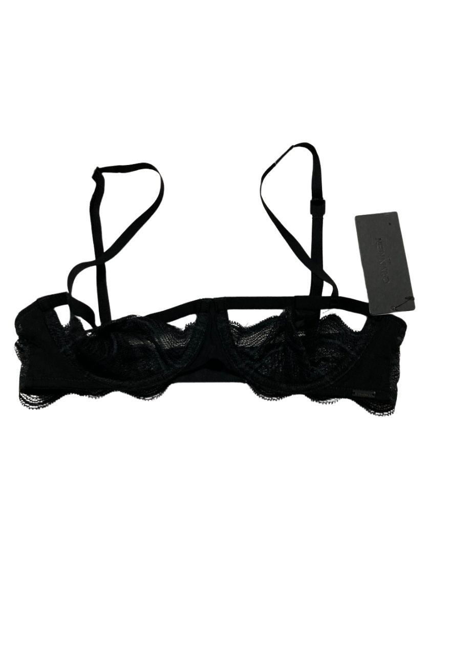 CALVIN KLEIN Graphic Lace Unlined Balconette Bra BLACK 32A
