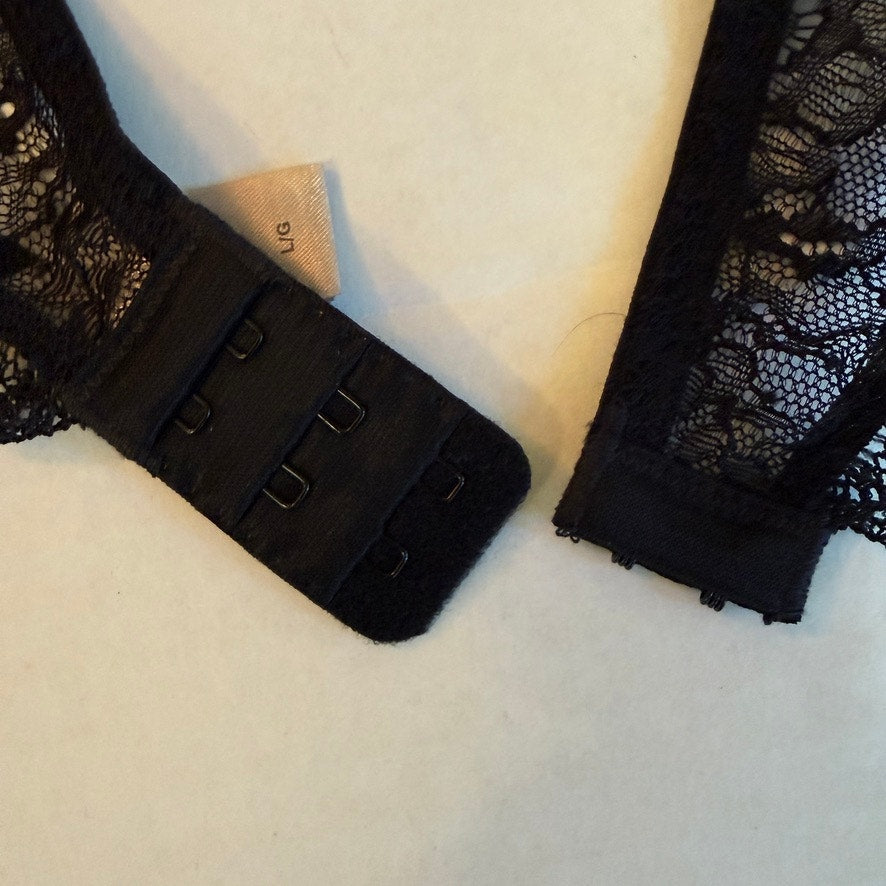 Victoria's Secret Womens Black Lace Garter Belt L Boudoir Sexy Vampy Coquette