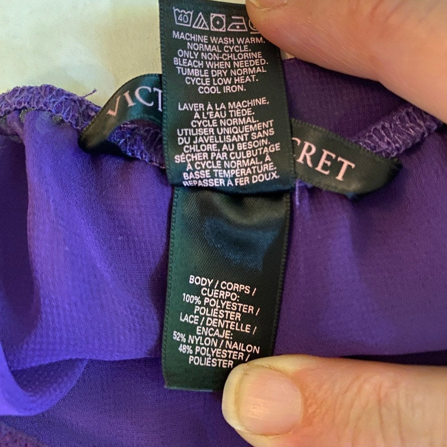 Victorias Secret Purple Chiffon Lace Babydoll Large Cage Back Whimsigoth Regency
