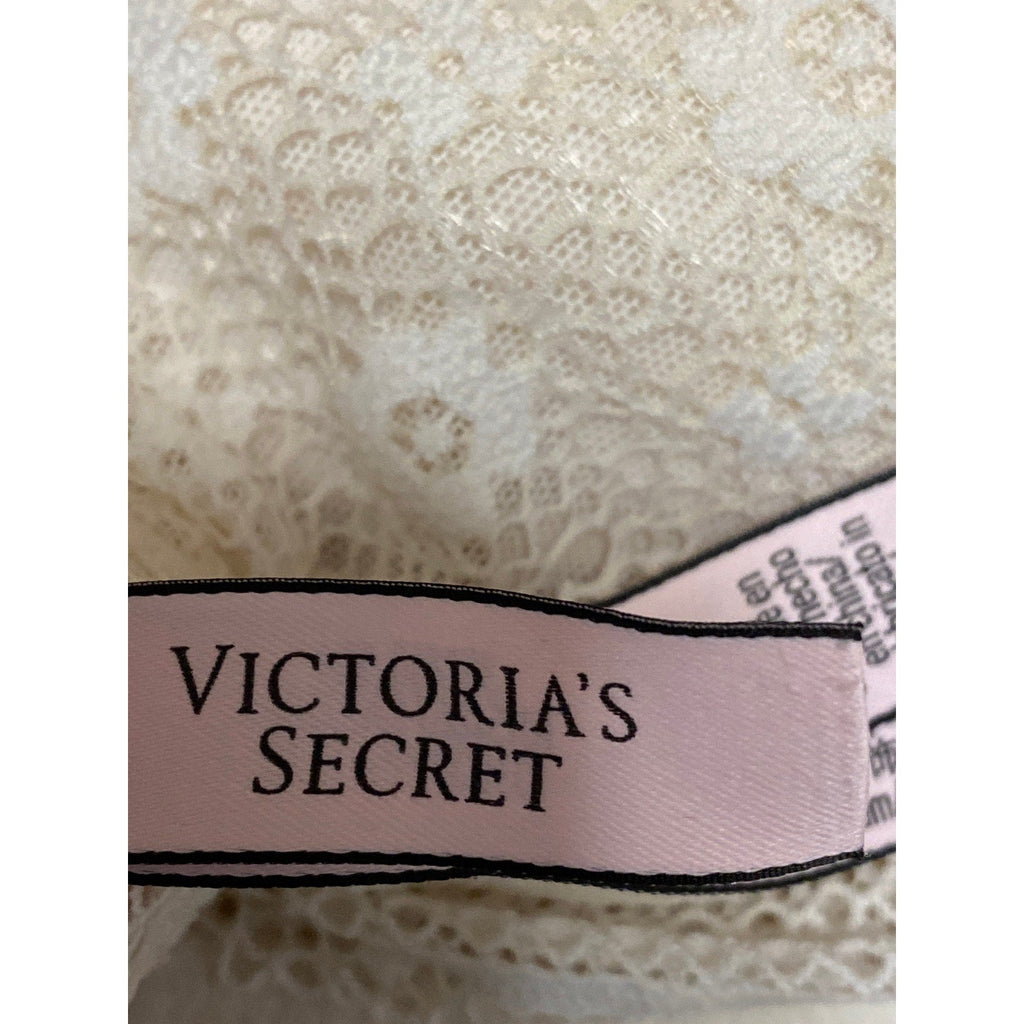 Victoria's Secret Women's Cream Floral Lace Racerback Wireless Bralette Bra S