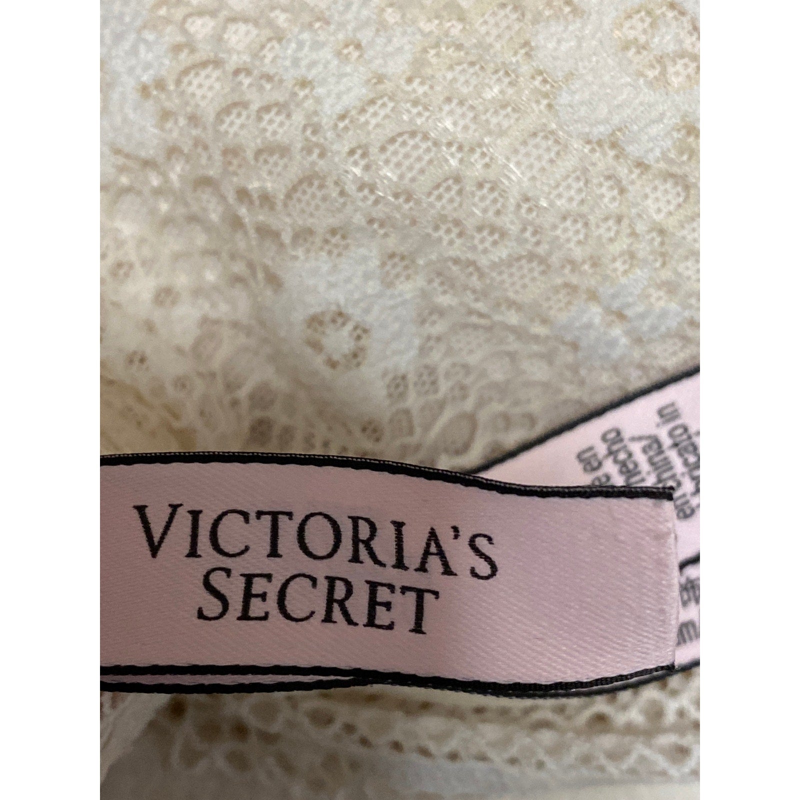 Victoria's Secret Women's Cream Floral Lace Racerback Wireless Bralette Bra S