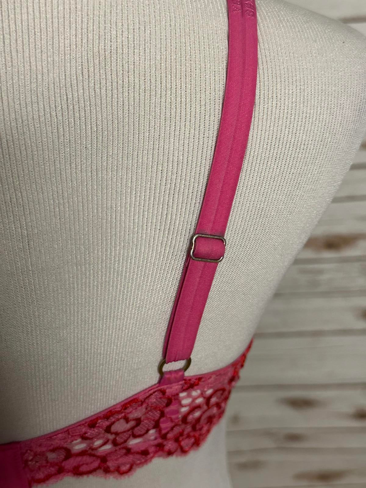 Victoria's Secret Very Sexy pink/red floral lace padded demi bra Size 36C