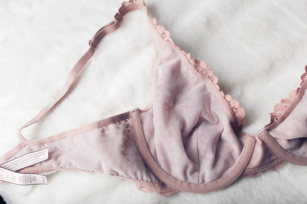Victoria's Secret Body by Victoria Boho Unlined Lace Unpadded Semi Sheer Bra Pink Underwire 36B