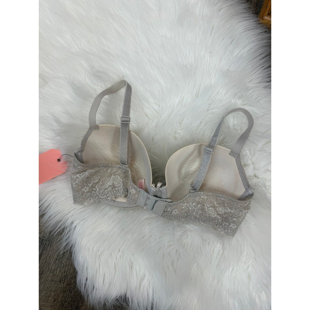 Victoria's Secret Grey Lace/Sparkle Dream Angels Lined Demi Bra - 34D