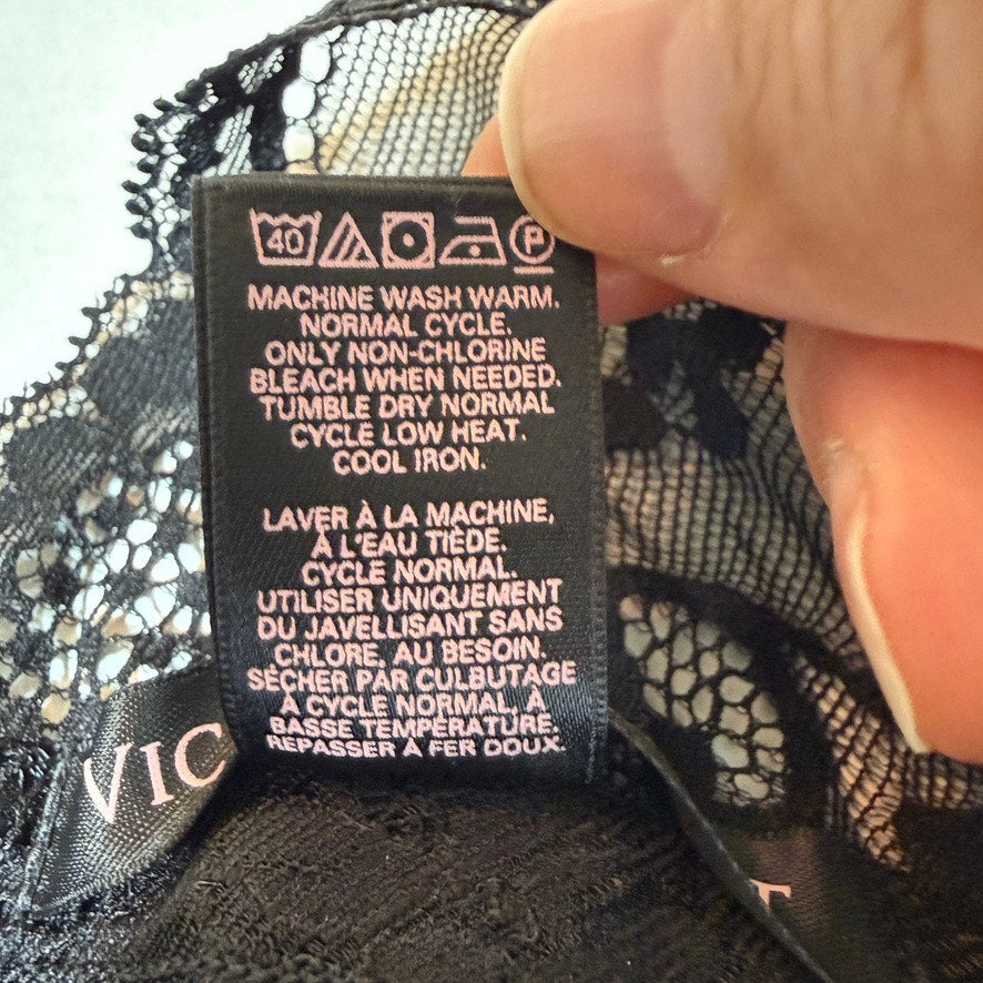 Victorias Secret Black Lace Plunge Teddy Womens L Sexy Sirencore Dark Coquette