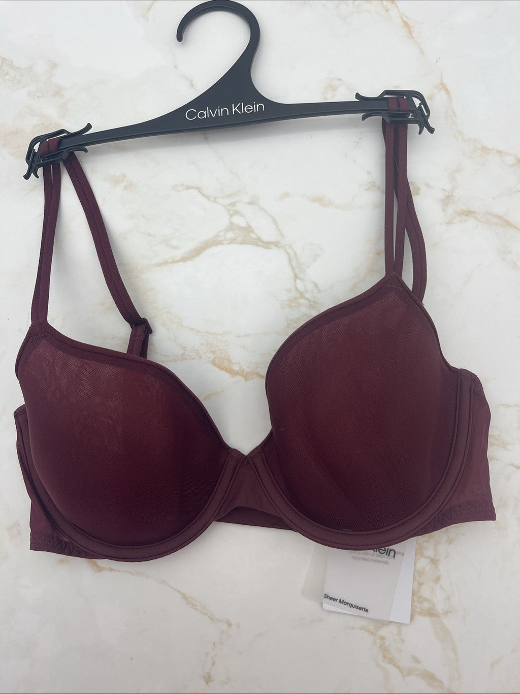 CALVIN KLEIN Women's Sheer Marquisette Lightly Lined Demi Bra QF6068 Size 32 C