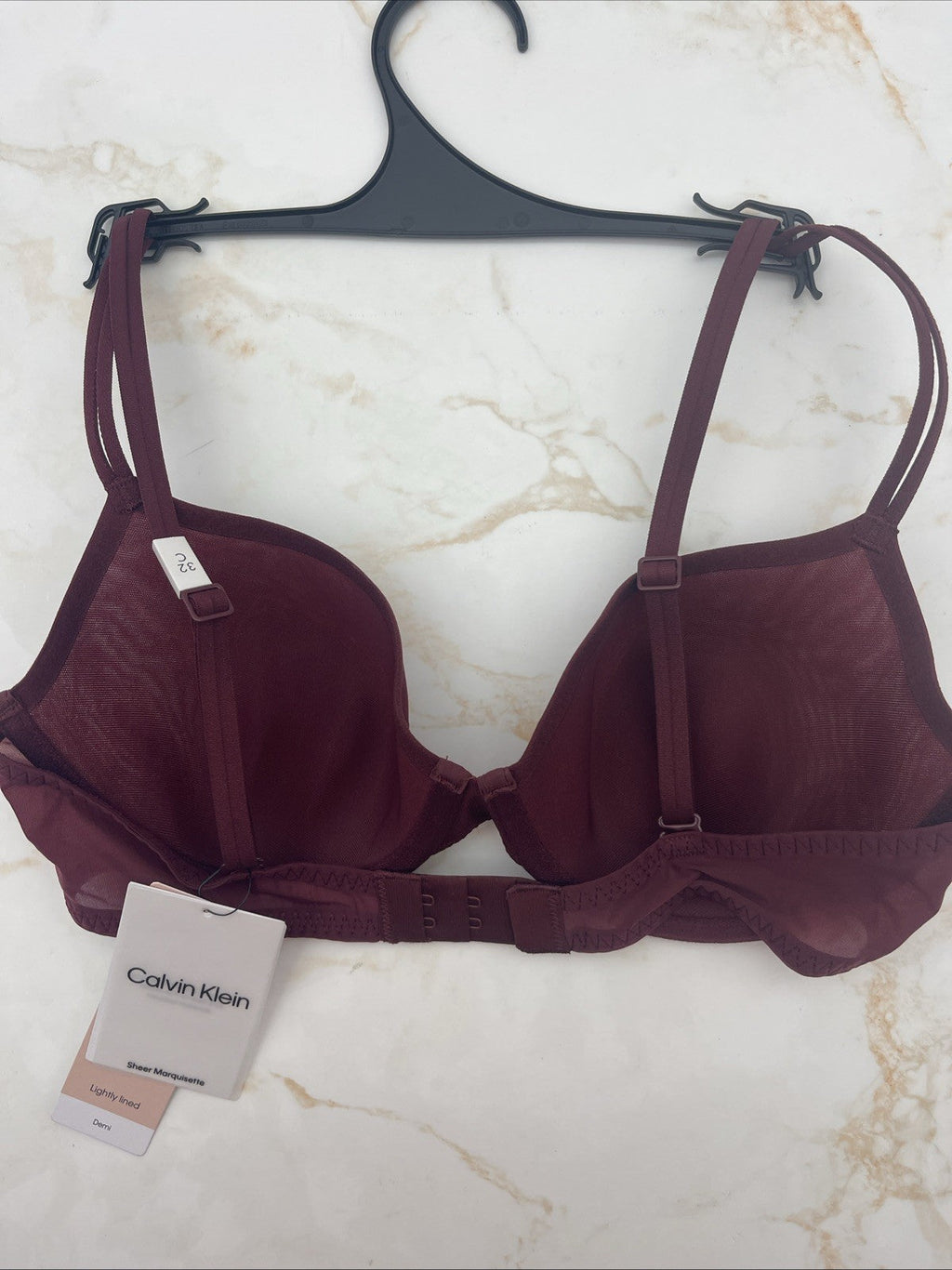CALVIN KLEIN Women's Sheer Marquisette Lightly Lined Demi Bra QF6068 Size 32 C