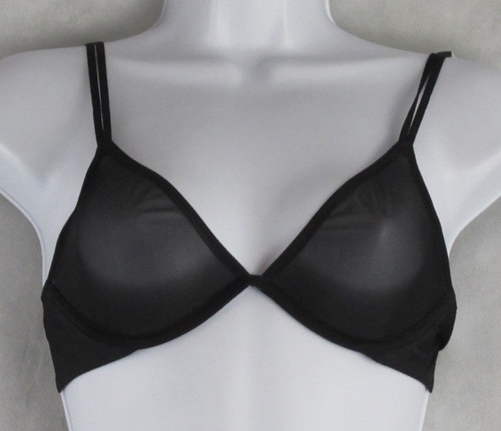 Calvin Klein Women's Sheer Marquisette Unlined Plunge Bra QF6727 Black 32DD
