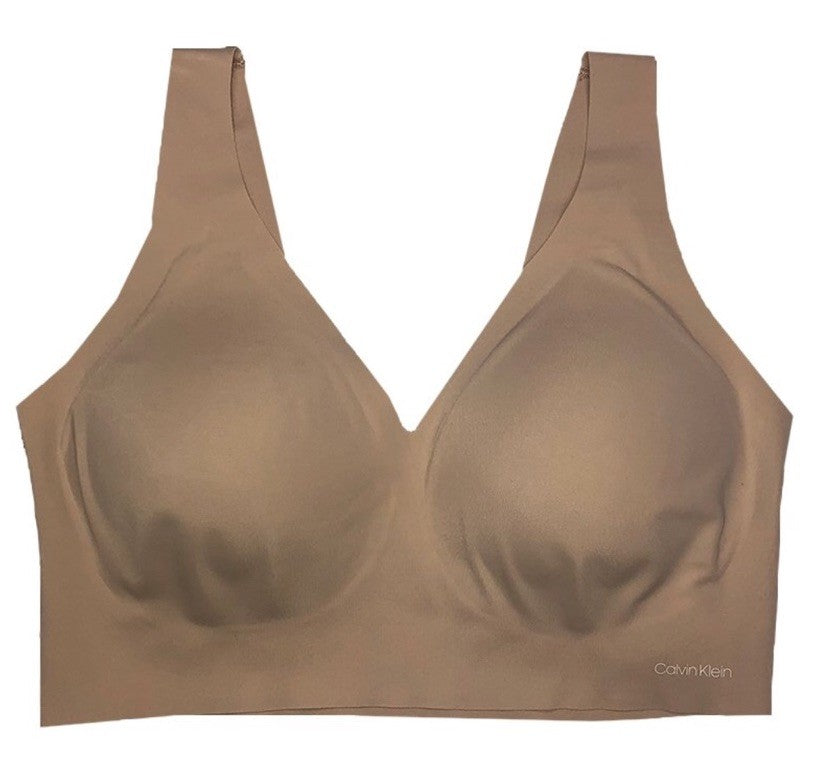 Calvin Klein Women's Invisibles Comfort Plunge Push-Up Bralette QF5785 XL Nude