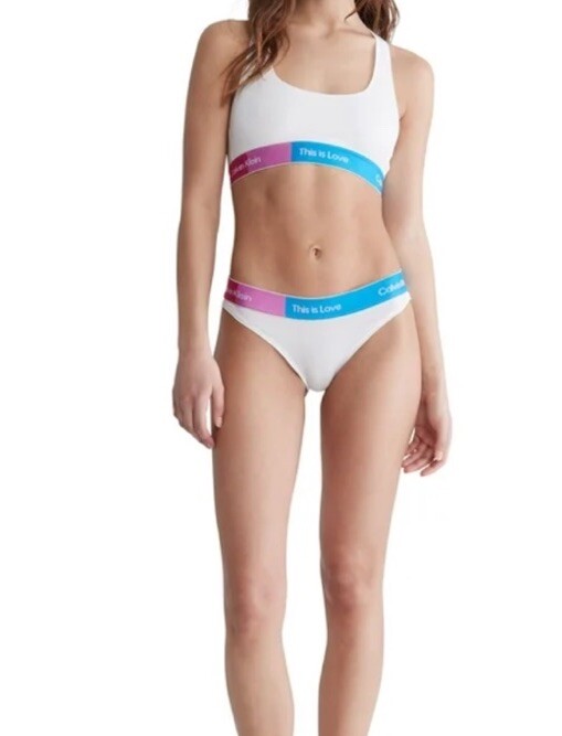 Calvin Klein Women's Pride This Is Love Unlined Bralette QF7253, White, Medium