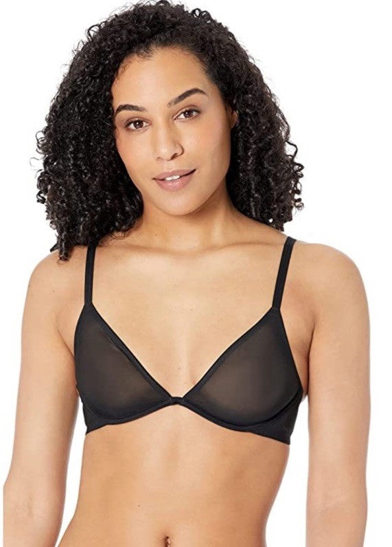 Calvin Klein Women's Sheer Marquisette Unlined Plunge Bra QF6727 Black 32B