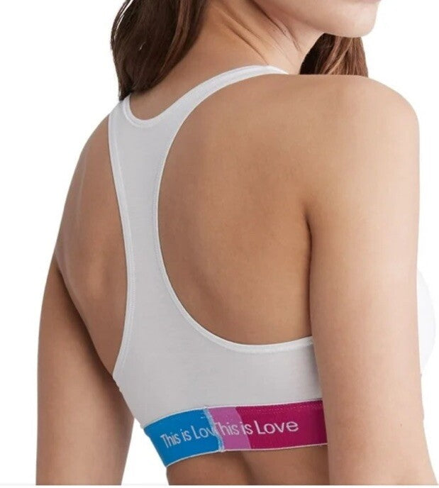 Calvin Klein Women's Pride This Is Love Unlined Bralette QF7253, White, Medium