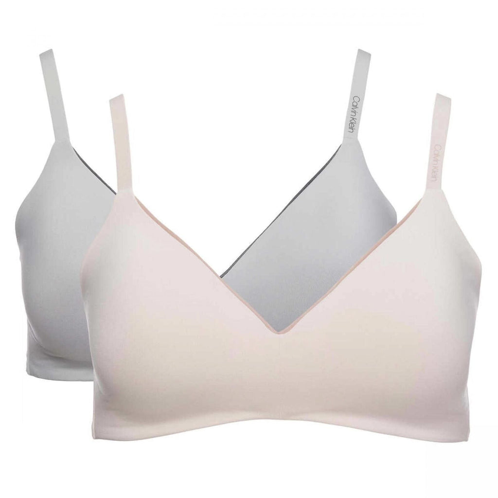 Calvin Klein Womens 2-Pack Microfiber Wirefree Bra 1375938 Gray / Light Pink M