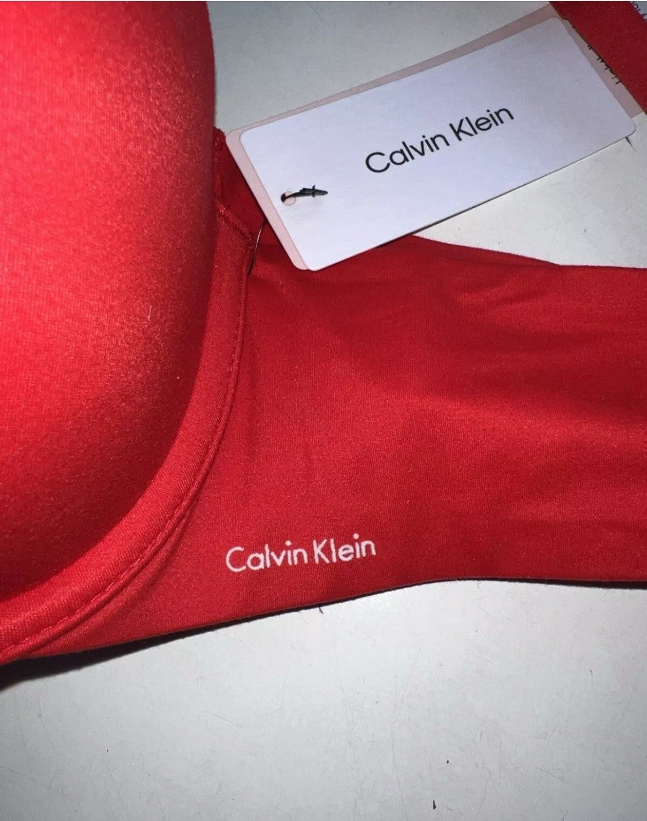 Calvin Klein Perfectly Fit Full Coverage T-Shirt Bra F3837, Red, Size 34A