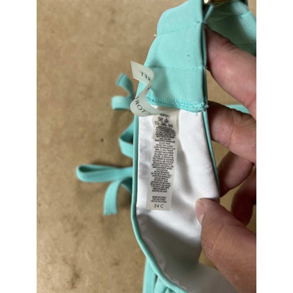 Victoria's Secret Swim Top Womens 34C Blue Padded Lined Underwired Halter
