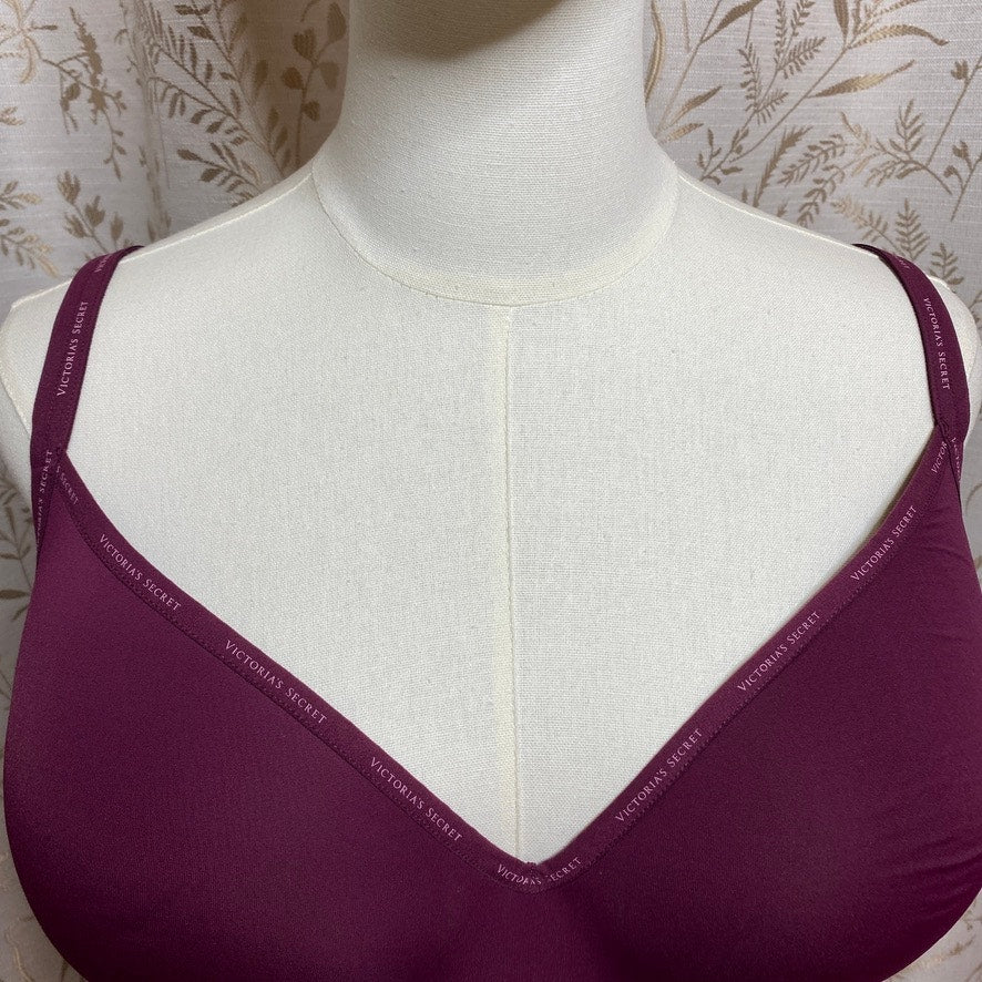 Victorias Secret 40DD Burgundy Lightly Lined Wireless Bra Smooth Comfort T-Shirt