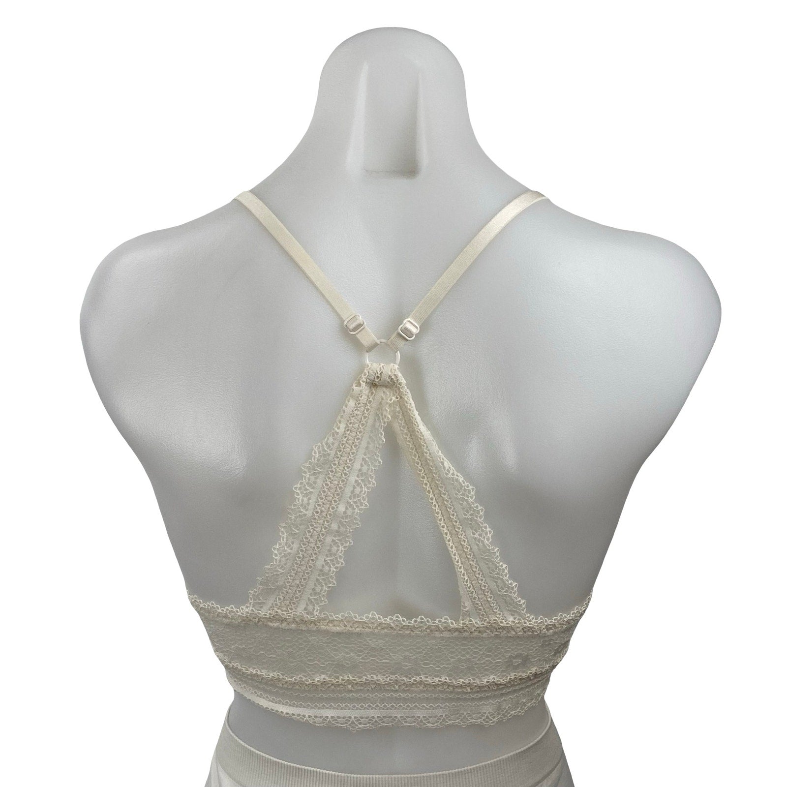 Victoria's Secret Women's Cream Floral Lace Racerback Wireless Bralette Bra S