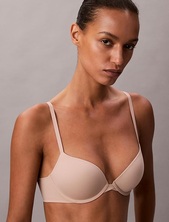CALVIN KLEIN Perfectly Fit Push Up Plunge Memory Touch Bra HONEY ALMOND 32C