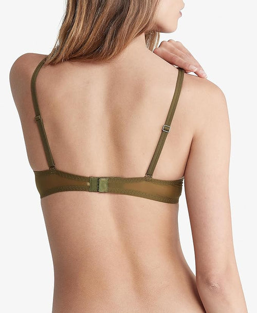 CALVIN KLEIN Sheer Marquisette Unlined Plunge Bra GREEN 32B