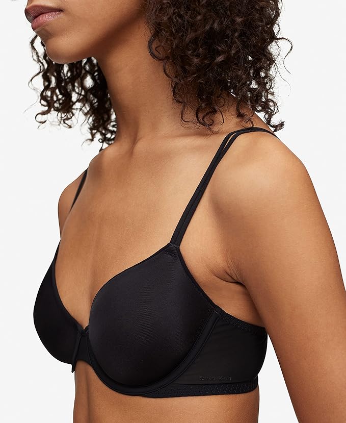CALVIN KLEIN Sheer Marquisette Lightly Lined Demi Bra BLACK 32A