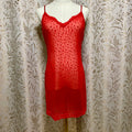Victorias Secret Red Heart Sheer Mesh Slip Dress Large High Stretch Bodycon Sexy