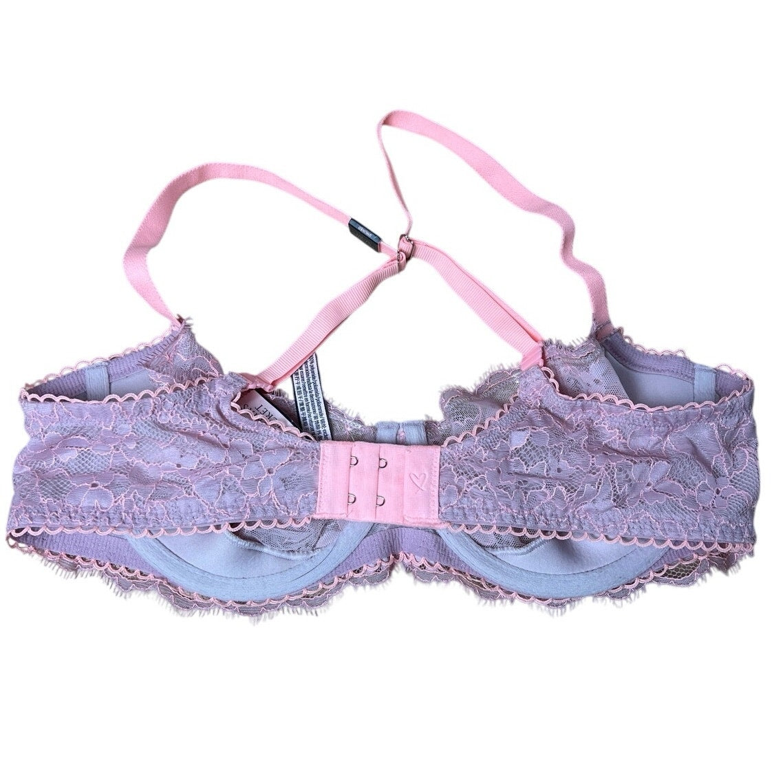 Victoria's Secret Bra Womens 36C Pink Longline Lace Unpadded Floral Underwired