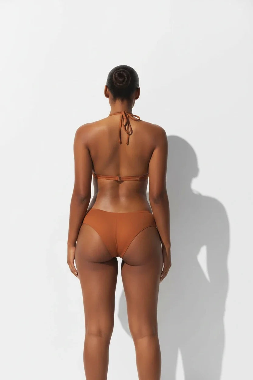 SKIMS Fixed Triangle Push Up Triangle Bikini Top Bronze Color